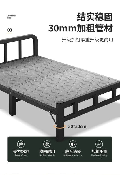 Folding single bed household simple bed office nap artifact marching bed dormitory lunch break small bed adult iron bed
