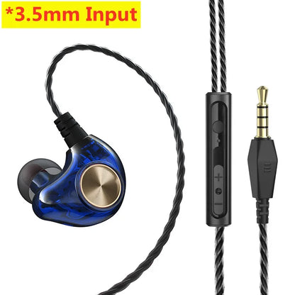 Android Mobile Phone DrivebyWire Headset Metal Heavy Bass Computer PC Headset InEar Sports Headset
