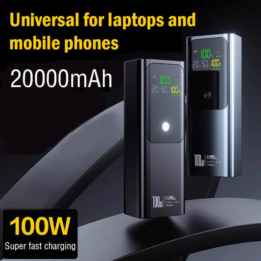 20000mAh 100W Large Capacity Power Bank Bidirectional Fast Charging Portable Powerbank Laptop External Spare Battery for Macbook