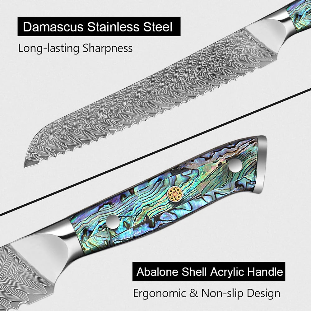 Japanese Bread Knife,8 Inch Serrated Bread Knife, Slicing Bread Knife for Cutting Homemade Sourdough Bread, Serrated Knife