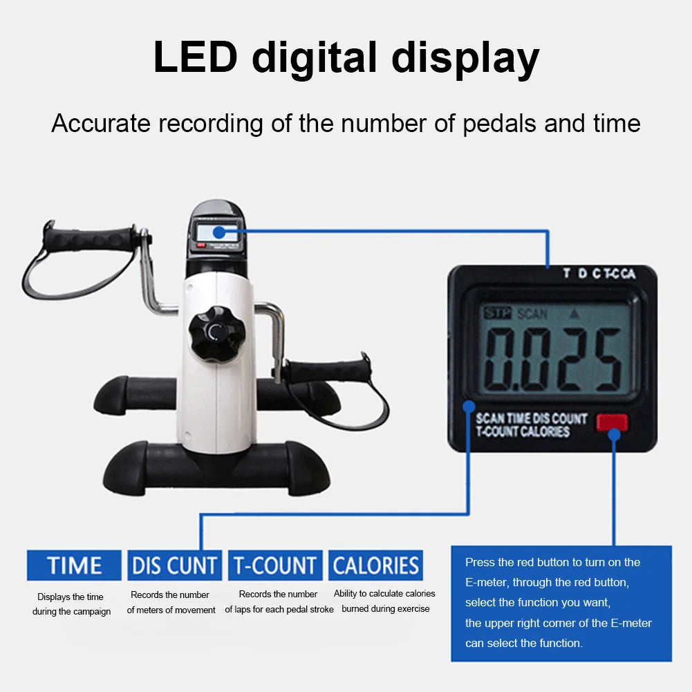 Mini Exercise Bike Arm and Leg Trainer Adjustable Foot Pedal Exercise Machine LCD Display Portable Pedal Trainer for Home Office