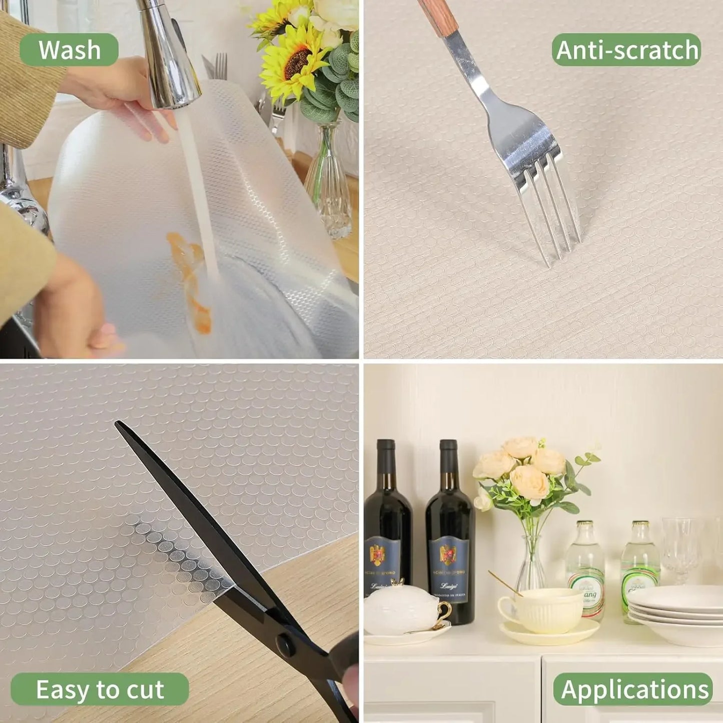 Waterproof Non-Slip Drawer Liners Shelf Mats Oil-Proof Cabinet Cover Placemats Washable Table Pads for Kitchen Organization