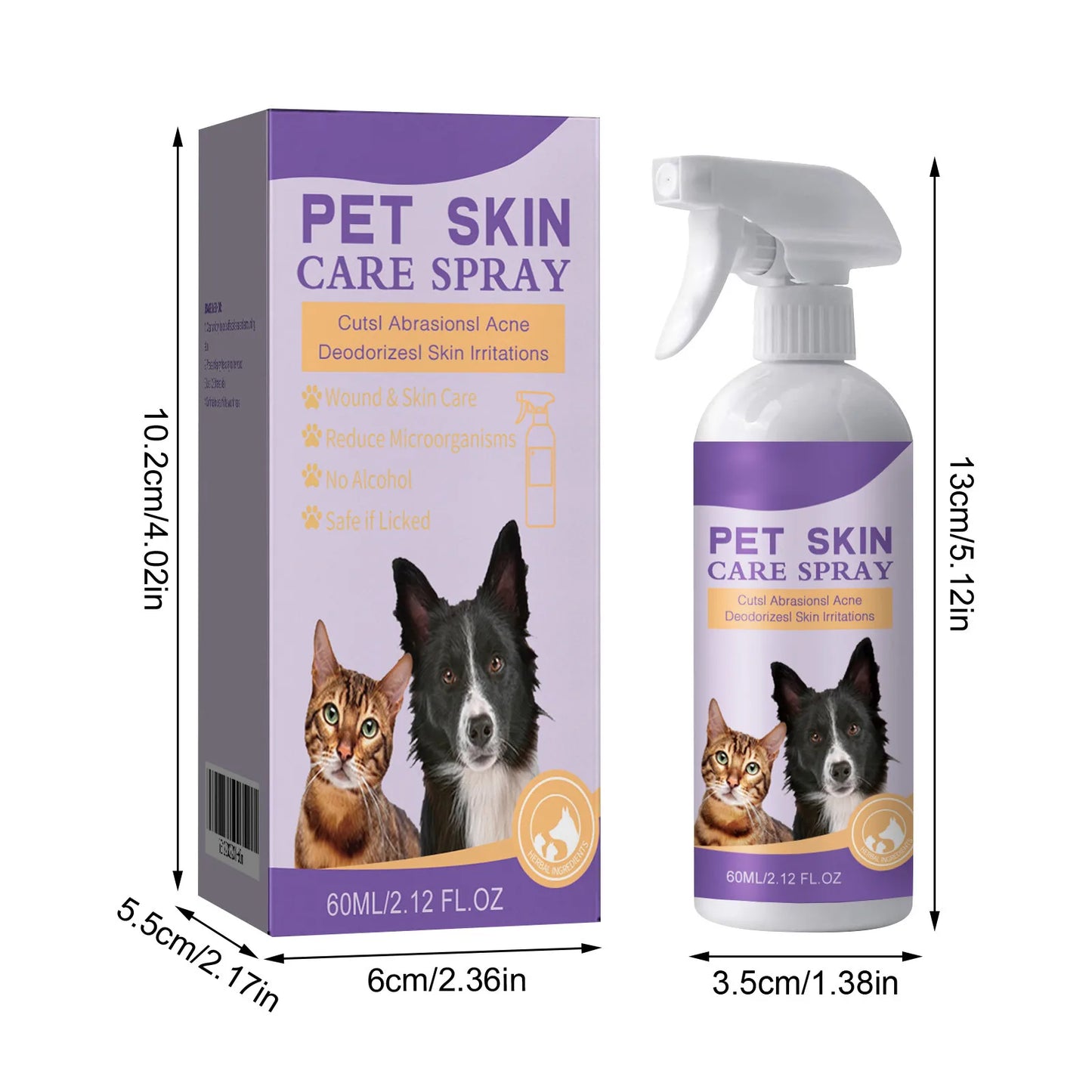 60ml Pet Skin Itching Spray Antimicrobial No Alcohol Removing Mites And Relieving Cleaning Care Supplies For Dogs And Cats