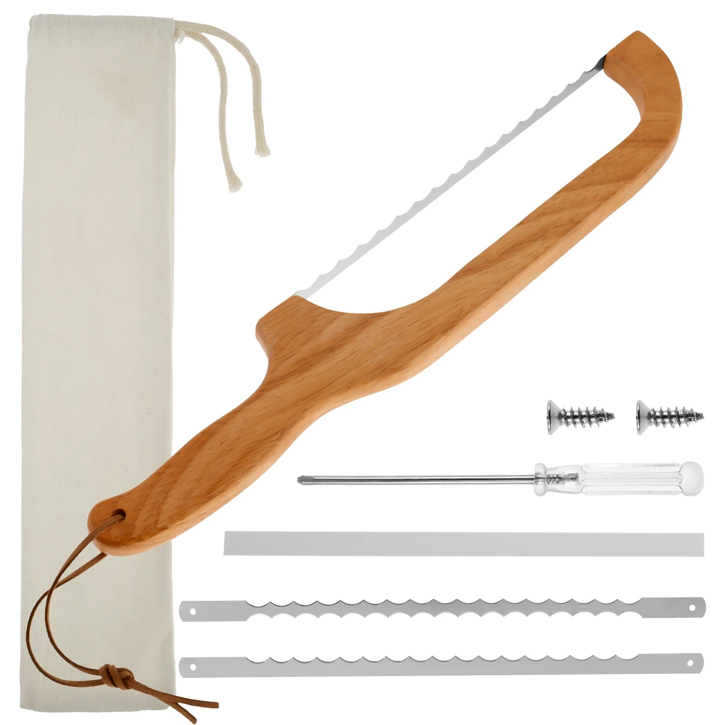 Wooden Bread Bow Knife Bow Bread Knife for Sourdough with Wooden Handle Bread Slicer for Homemade Bread Sourdough Bread Cutter