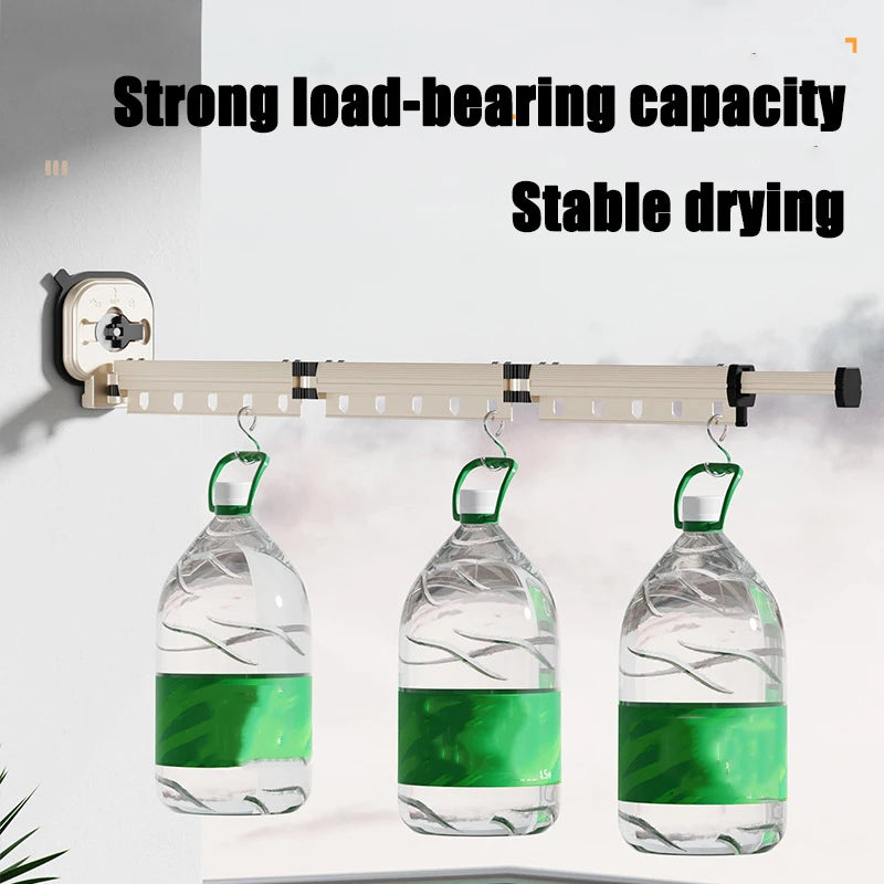 Retractable Clothes Hanger Wall Mounted No Punching Laundry Drying Rack Foldable Drying Racks Space Saving For Bathroom Balcony