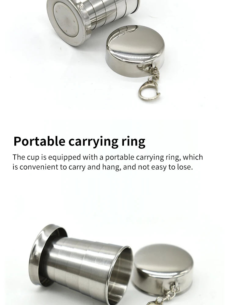 Outdoor Portable Outdoor Camping Portable Metal Stainless Steel Telescopic Cups Folding Cups Drinks Cups.