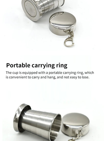 Outdoor Portable Outdoor Camping Portable Metal Stainless Steel Telescopic Cups Folding Cups Drinks Cups.