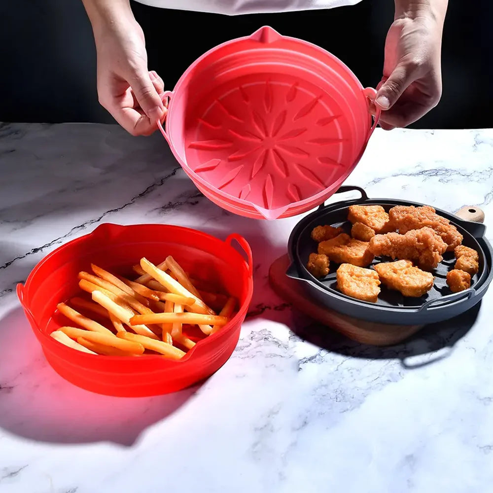 Multipurpose Air Fryer Pad Silicone Air Fryer Liners Accessories Cake Baking Pan Round Insulation Pad Tray Fryer Pad