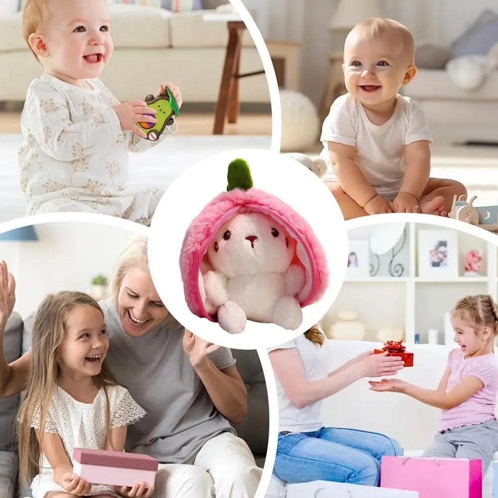 Plush Bunny Doll Reversible Stuffed Animal Carrot Rabbit Figurine Adorable Plush Bunny Toy For Girls Boys Kids Teens Adults