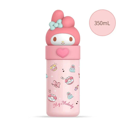 Sanrio Hello Kitty 350ml Stainless Steel Thermos Kawaii Kuromi Cinnamoroll Melody Kids Vacuum Flask Water Bottle Tumbler