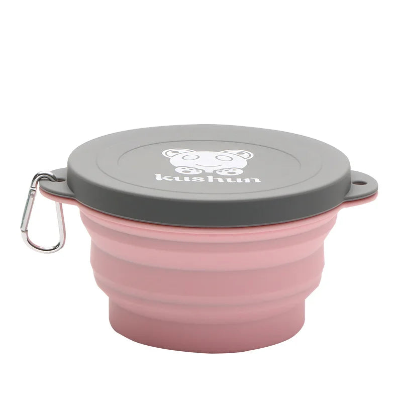 Travel Portable Silicone Folding Bowl Children's Travel Outdoor Tableware with Lid Foldable Noodle Bowl