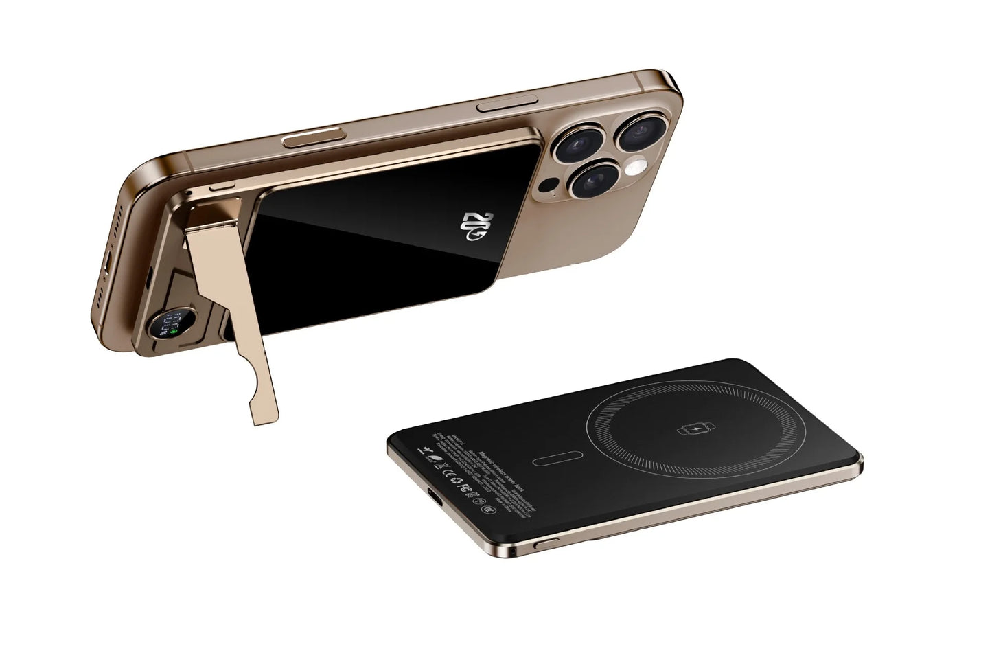 Portable Charger Powerbank With Cable PD20W Power Bank Wireless 15W With Phone Holder LED Display Mobile Phone Backup Battery