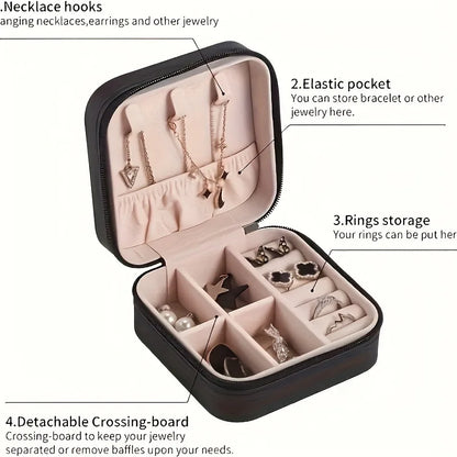 A portable organizer for travel jewelry boxes, storage bags, rings, earrings, necklaces, and bracelets - the perfect gift for wo