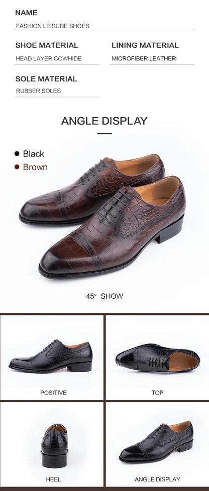Handmade Oxford Casual Business Office Work Shoes Luxury Wedding Classic Fashion Formal Shoes Genuine Leather Lace Up Shoe