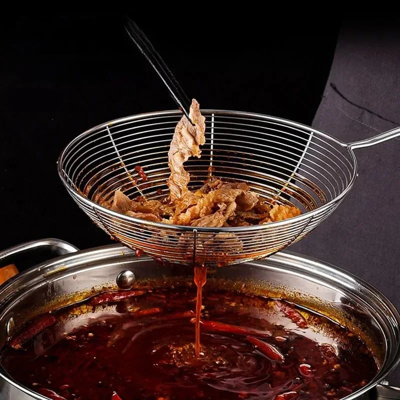 1PC Stainless Steel Strainer Ladle Skimmer Oval Fine Mesh Oil Pot Strainers Home Kitchen Tools Strainer Oil Skim Grease Foam