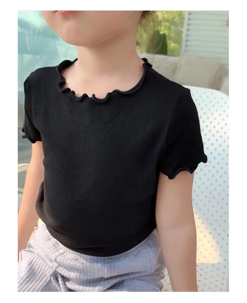 Baby Girls T-shirts for Kids Summer Sleeveless Knitted Tops Vest Outfits Girls Cute Halter Tops Tees Children Clothing 1-12 Year