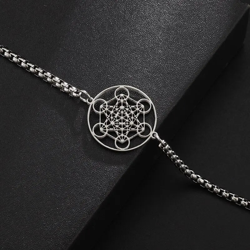 Angel Seal Archangel Metatron Cube Bracelet Women Men Salomon Box Chain Bracelet Stainless Steel Jewelry Gift