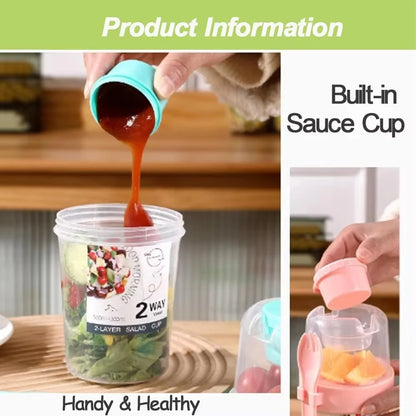 Carry Breakfast Cup Salad Cups Portable Yogurt Cereal Oatmeal Snacks Parfait Containers Salad Dressing Holders with Lid Forks
