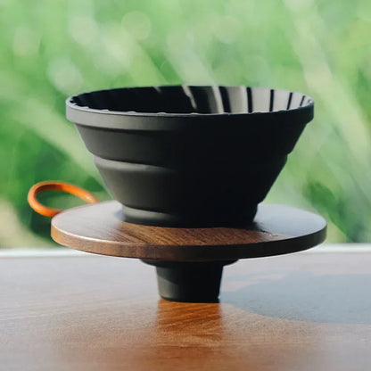 1-2 People Hand Brewing Coffee Coffee Filter Cup Outdoor Hand Brewing Filter Cup Set Silicone Foldable Filter Cup with Base