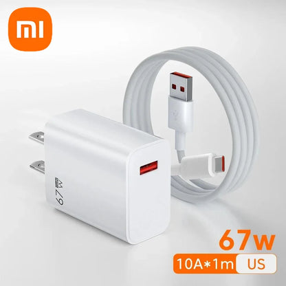 Xiaomi 67W USB Fast Charger For Xiaomi 15 14 13 12 11 10 Ultra Redmi Note 12T 13 Pro Turbo Quick Charge Type C USB Charge Cable