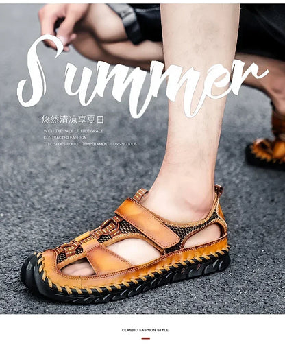 Comfortable Man Sandal for Men Flat Sandals Trend 2024 Men's Summer Sandal Authentic Leather Shoes Man Platform Sandals. Slipers