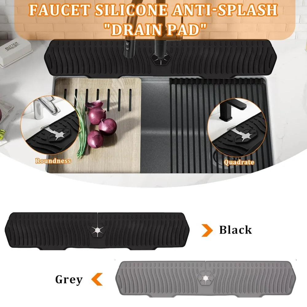 24/29.5inch Kitchen Sink Splash Guard,Silicone Draining Mat for Sink,Sink Protectors for Kitchen Sink Mat, Splash Guard Kitchen