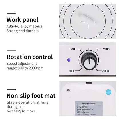 W601 Magnetic Stirrer Perfumes Mixer Laboratory Supplies 1000ml Agitators Stirrers Machine Small Stirring 300-2000RPM