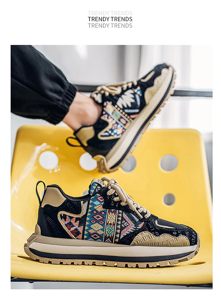 2025 Trend Print Mens Fashion Shoes Design Chunky Men Casual Sneaker Breathable Platform Sneakers Male Running Jogging Shoes