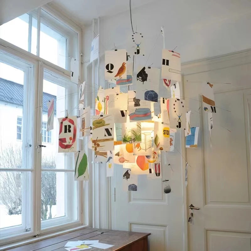 home decor Living room paper pendant lamp Zettel art DIY album card chandelier  creative room decorative led lights
