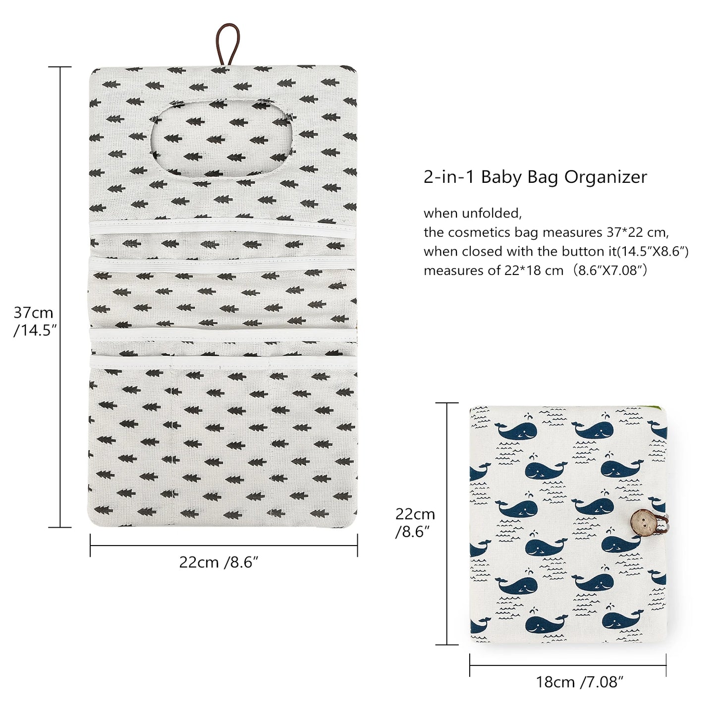 Travel Diaper Bag Diaper Compartment Diaper Organizers Diaper Holder Portable Button Diaper Container Polyester Cotton Baby Stor