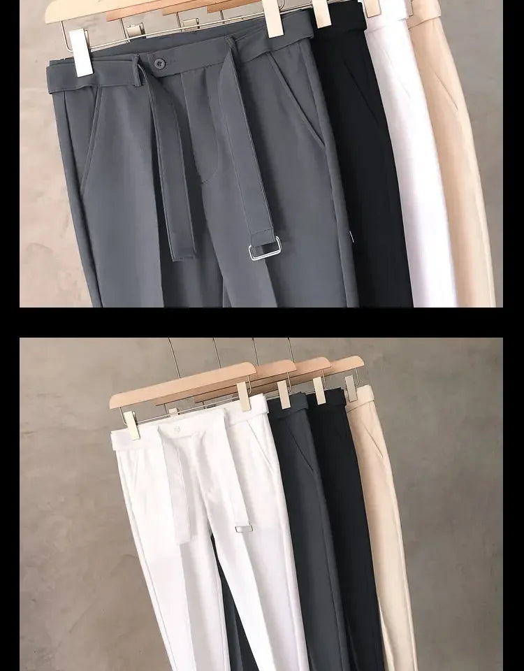 Draped Office Trousers For Men Fluid White Man Suits Pants Work Summer 2024 Chinese Homme Clothing Premium Stylish Formal