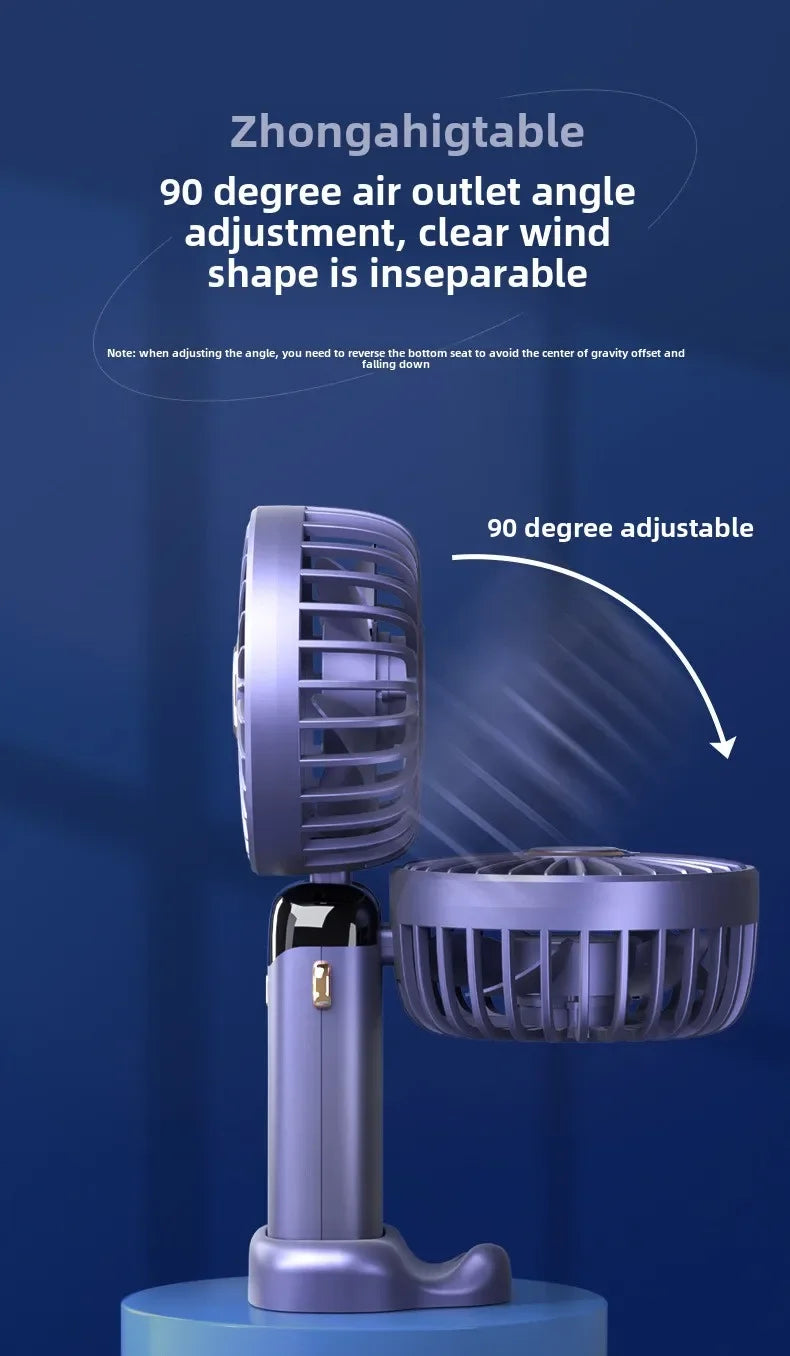 Handheld Fan with Digital Display, Foldable Fan Neck Hanging Fan, USB Charging Mini Fan Suitable for Outdoor Use in Offices
