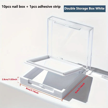 20pcs Press On Nail Packaging Boxes With Double Sided Adhesive Nail Tape Acrylic Press On Nail Storage Box in 4 Colors For Nail