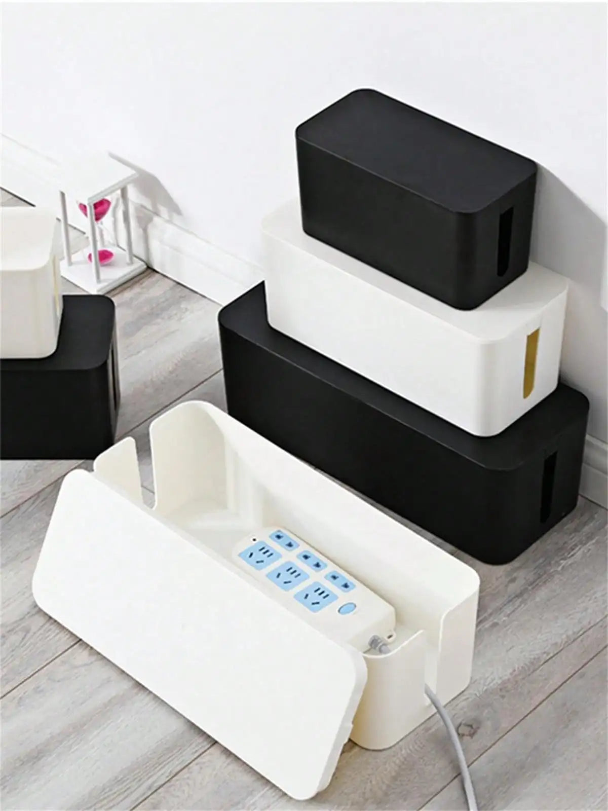 3 Pcs/Set Cable Management Boxes Organizer Strip Charger Wire Cable Storage Box Dust Large Storage Wires Keeper Holders