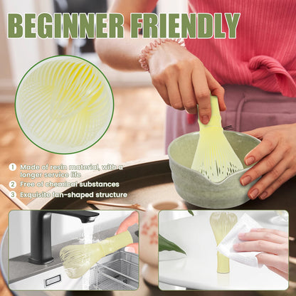 4Pcs Japanese Matcha Tea Set for Beginners Matcha Making Starter Kit with Matcha Whisk Tea Scoop Reusable Bamboo Matcha Whisk