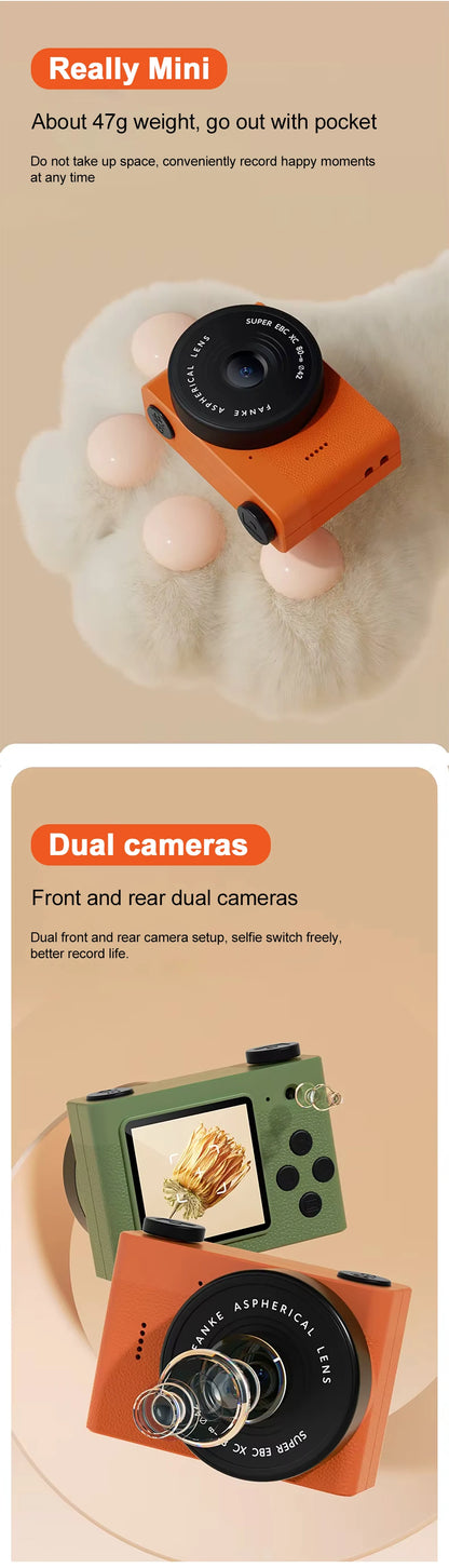 A5 Mini Camera With 1.54in Screen Vintage Camera Front Rear Camera Kids Camera Indoor Home Support TF Card Kids Vlog Camera