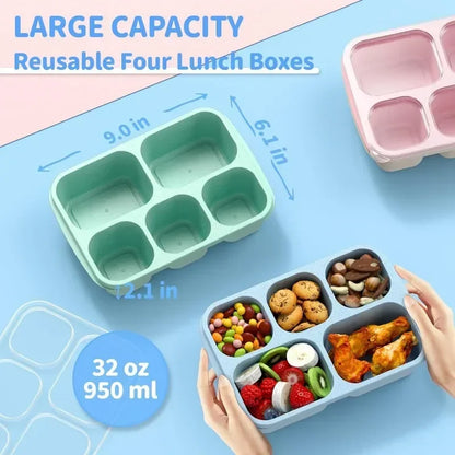 Lunch Box Meal Prep Container for Kids, Reusable Food Storage Snack Containers Stackable for School, Work, and Travel