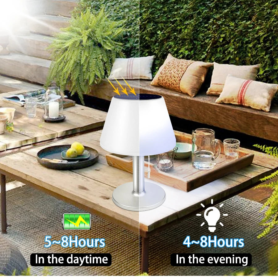 Smart Solar Table Lamp LED White Night Lights for Indoor Desk Outdoor Garden Household - Solar Powered Reading Light