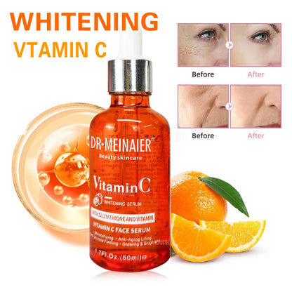 50ml*2pcs Vitamin C Face Serum, Brightens, Hydrates and Reduces Signs of Aging, with Vitamin C, Hyaluronic Acid for Glowing Skin
