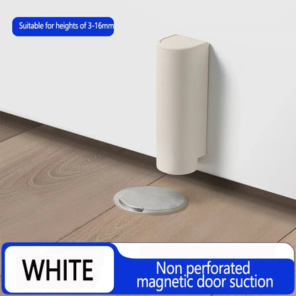 Door Stop Magnetic Door Stopper Milk White Black Nail Free Door Base Door Hardware Close Prevention Door Closer Bumper Block