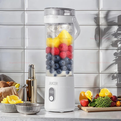 Portable Juice Blender 600ml 12 Blades Fast Blending USB Rechargeable For Outdoor Milkshake Smoothie Electric Juicing Cup