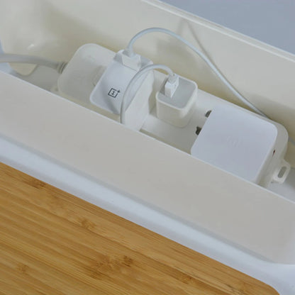 Socket Cable Organizer Box Wooden Style Cord Storage Case Dustproof Charging Data Cable Management Device for TV Wires/Computer