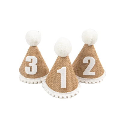 Burlap 1st Birthday Hat Baby First Birthday Party Newborn Boy Girl 1 2 3 Year old Headband Baby Shower Birthday Party Decor