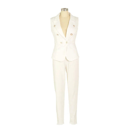 Business OL Work Wear Two Piece Pant Suits for Women Set Elegant Sleeveless Blazer Top + Pencil Pants Office Lady Matching Sets