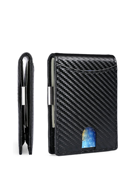 Men's RFID Blocking Card Holder Bifold Wallet With Money Clip Minimalist Pocket Slim Wallet