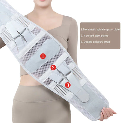 New Back Braces for Lower Back Pain, Lumbar Support for Men and Women, Breathable Soft Mesh Fabric and 5 Stays All-round Support