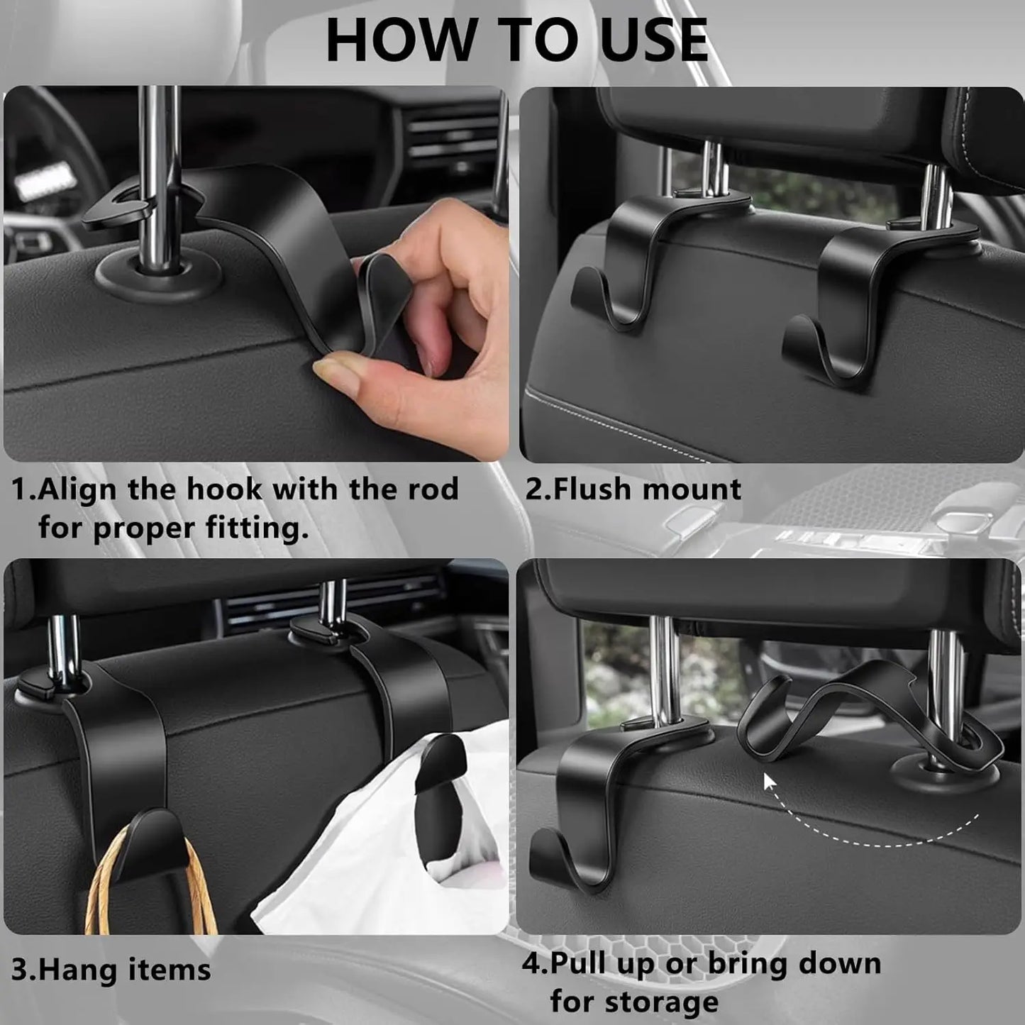 Car Seat Headrest Hook Vehicle Backpack Hooks Hanger Vehicles Holder Organizer for Purses,Bags,Cloths,Car Water Bottle Hook Seat