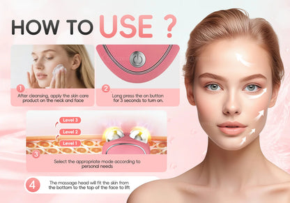 Microcurrent EMS Face Lifting Roller Facial Massager Skin Tightening Rejuvenation Anti-Wrinkle Rechargeable Device Beauty Tool