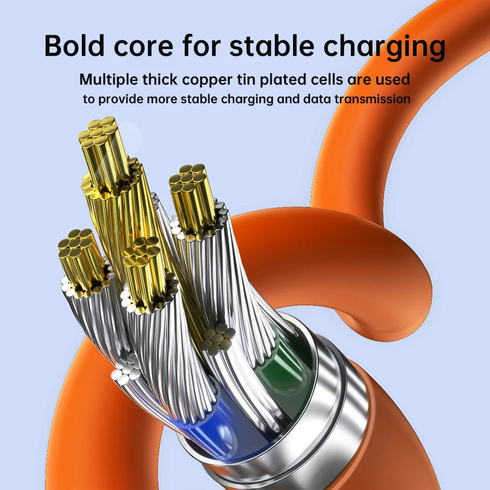 NNBILI 120W 6A Fast Charge USB Type C Quick Charge Cable For Huawei P70 Samsung OnePlus Realme Phone LED Digital Display Cables