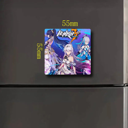 Honkai Impact 3rd Fridge Magnet Creative Square Refrigerator Magnets Picture For Kitchen Office Whiteboard Home Decoration